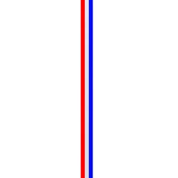 A polyester accessory featuring vertical red and blue stripes on a light background, with a logo present.