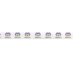 A polyester hatband featuring a repeating multicoloured logo design on a white background.