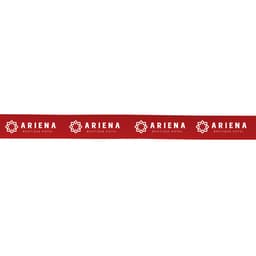 A red polyester hatband featuring a repeating logo pattern. The band is suitable for various headwear styles.