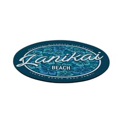 A round mouse pad featuring a floral design in blue and teal with "Lanikai Beach" text integrated.