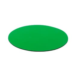 A bright green circular mouse pad with a smooth surface and black underside.