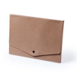 A brown, kraft paper envelope with a flap and a button closure, featuring a simple and minimal design.