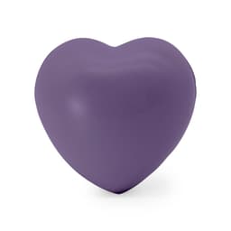 A purple heart-shaped stress ball with a smooth, soft texture. Ideal for relaxing and relieving stress.