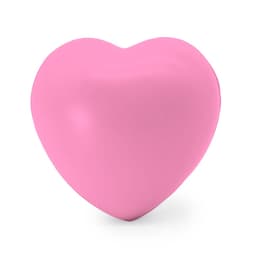 A pink heart-shaped stress relief toy, designed for fun and relaxation, with a smooth surface.