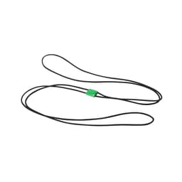 A black cord with a green clip, designed for securing items, suitable for leisure and outdoor activities.