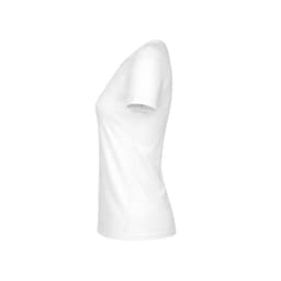 A white WCS180 T-Shirt with short sleeves displayed from the side. The shirt features a logo.