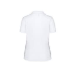 A white WPS180 polo shirt with a classic design, featuring a collar and short sleeves. It has a branding logo.