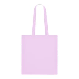 A lilac tote bag with two handles and a blank surface, suitable for various uses.