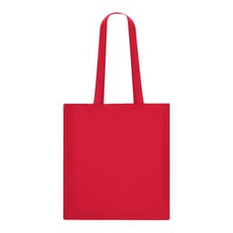 A red tote bag with two straps and a blank front, featuring a simple design and no visible logos.