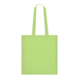 A lime green tote bag with two shoulder straps and a plain design, featuring a logo.