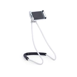 A flexible phone stand in white and black, designed for hands-free use. It features a holder for a phone and a base.