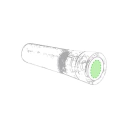A drink bottle stopper in silver with a green accent, designed to seal bottles effectively. Features branding.