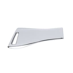 A sleek, silver USB drive with a smooth, curved design. It features a cut-out handle for easy portability.