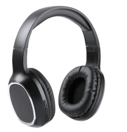 Black Magnel headphones with cushioned ear cups and a sleek design featuring a logo on the side.