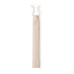 A linen pouch with a drawstring closure, suitable for storing items like straws. The pouch is a neutral beige colour.