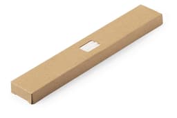 A brown cardboard box with a transparent window, designed for holding a drinking straw set.