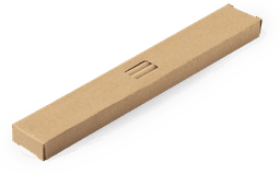 A set of reusable drinking straws in a brown cardboard packaging with a cut-out design.