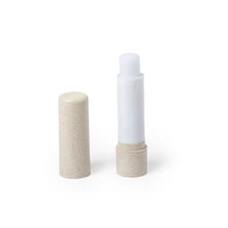 A lip balm in a light beige biodegradable tube, featuring a white twist-up applicator. The tube has a removable cap.