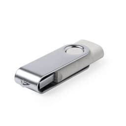 A silver and grey Mozil 16GB USB drive with a sleek, modern design and a logo on the surface.
