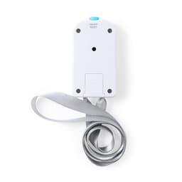A white Dolim tally counter with a grey ribbon attached. It features a button and a small branding logo.