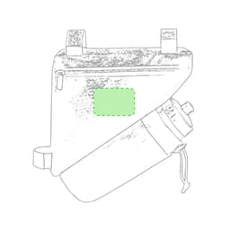 A grey Leven Bike Bag with a green pocket, featuring an attached drink bottle.