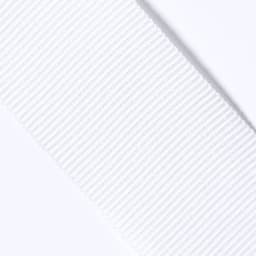 A white textured fabric band suitable for headwear, featuring a branding logo.