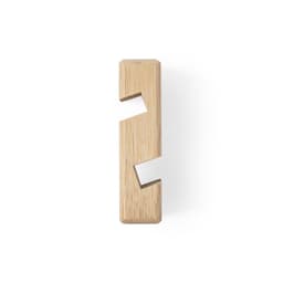 A bamboo phone stand with a zigzag design, featuring a natural wood finish and a simple, modern aesthetic.