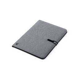 A grey Sorgax Folder with a black strap and subtle branding, designed for office and business use.