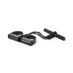 A black exercise band featuring two handles and a central grip bar, designed for fitness and strength training.