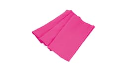 A pink absorbent towel folded neatly, designed for health and personal use. The towel features a logo.