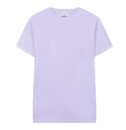 A lilac adult t-shirt with a relaxed fit and a small logo at the hem.