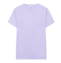 A light purple adult t-shirt with a relaxed fit and a small logo on the hem.