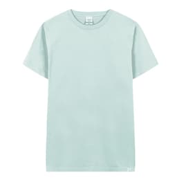 A light mint green adult T-shirt with a crew neck and short sleeves, featuring a small logo.