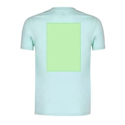 A mint green adult T-shirt featuring a blank area on the back, suitable for printing or embellishment.