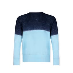 A blue gradient adult sweatshirt featuring a darker navy upper section and a lighter sky blue lower section. It has a logo.