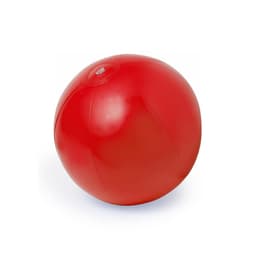 A bright red inflatable ball with a smooth surface and a small valve for inflation.
