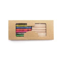 A gift set of coloured pencils in red, green, and yellow packaging, displayed in a cardboard box.