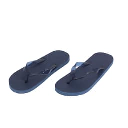Navy blue thongs with a sleek design and a subtle logo on the strap.