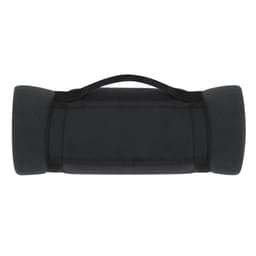 A black Mountain Blanket featuring a handle for easy carrying, with a soft fleece texture.
