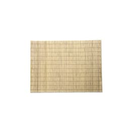 A rectangular beige place mat with horizontal bamboo-like strips, featuring a simple, natural design.