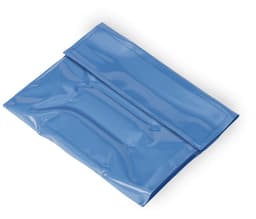 A drink bottle cooler in a vibrant blue colour, featuring a glossy finish and a fold-over design.
