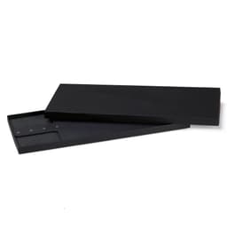 A black Napoli serving board with a sleek design, accompanied by a matching lid. It features a logo.