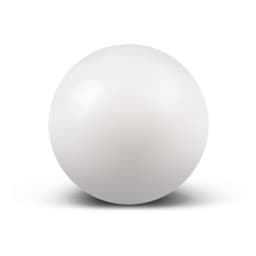 A white stress ball with a smooth surface, designed for squeezing and alleviating stress.