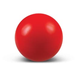 A red stress ball with a smooth, glossy finish.