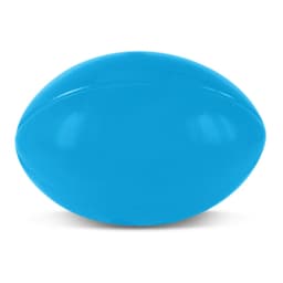 A blue stress rugby ball designed for fun and relaxation.