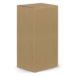 A brown cardboard box designed for packaging, featuring a rectangular shape with a top flap closure.