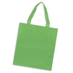 A green tote bag with two handles and no visible branding or text.