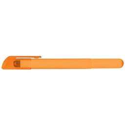An orange wax highlighter with a cap and a textured grip.