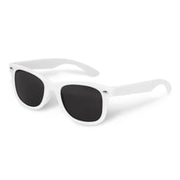 Malibu Kids Sunglasses feature a white frame and dark lenses, designed for leisure and outdoor activities.