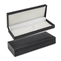 A black presentation box with a sleek design, featuring a soft interior lining and a removable lid.
